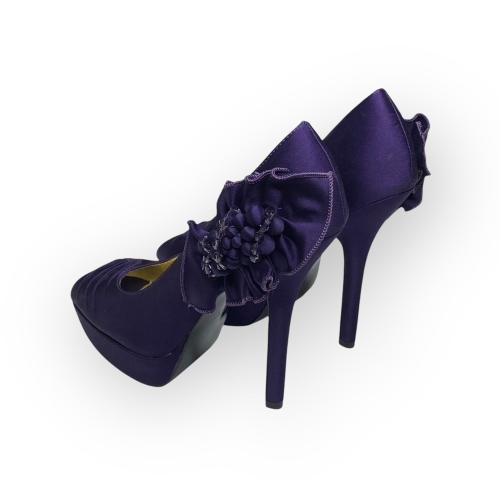 new Nina ༄ Satin Crystal D’Orsay Platform Peep Toe Stiletto Heel༄ Amethyst ༄ 6.5 - Picture 5 of 16